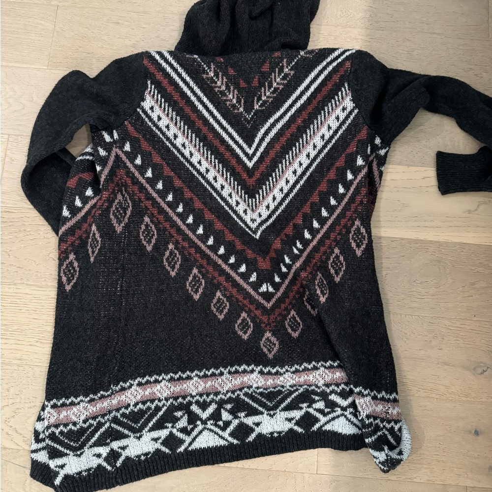 hippie rose bohemian hooded cardigan (dark gray)